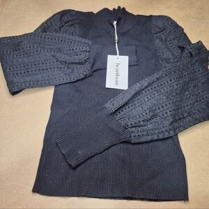 Heartloom Black Eyelet Sleeve Blouse